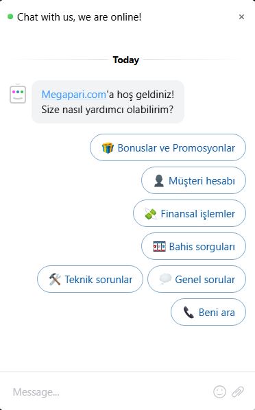 megapari canlı destek